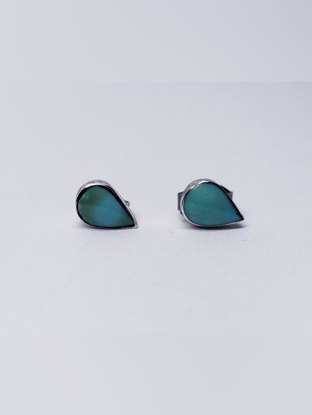 Turquoise Teardrop Sterling Silver Stud Earrings